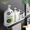 Bathroom Shelves ECOCO Organizer Wall Mount Home Towel shelf Shampoo Rack With Bar Storage Accessories 221007