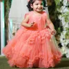 Vestidos de menina Água Formal Flor de babados do melão Tulle para camadas de casamento Princesa Vesti