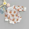 Rompers mode baby meisje rompers herfst katoen katoen met lange mouwen bloemenprint pasgeboren babykleding babykleding jumpsuits voor 02Y j220922