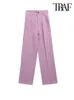 Spodnie damskie capris traf eleganckie biuro mody noś proste vintage wysoki talia mucha mucha żeńskie spodnie Mujer 221007