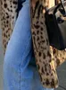 Kvinnors päls faux lautaro vinterlånga varma tjocka leopard fluffiga kappa tiger tryck bana lösa lyxdesigner kläder 221008