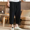 Mens Pants Fashion Men Casual Harem Summer Trousers Cotton Linen Male Chinese Style Solid Calflength 5XL 221007