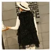 Women's Fur Women Real Genuine Mongolia Sheep Vest Nature Teddy Autumn Long Winter V-neck Jacket Lace Hem Off-season Clearance