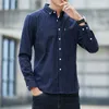 Mäns avslappnade skjortor 2022 Spring Autumn Men Plaid Single Breasted Long Sleeve Slim Fit Blue Korean Chic Fashion Outwear Tops W253
