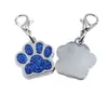 Bling Dog label Tag Bear Paw Prints Rotating Lobster Clasp Chain Bag Jewelry Making Pet Product DIY Engraving dogs tag LYX71