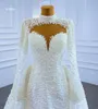 Mermaid Train Wedding Dress Luxury White High Neck de manga comprida SM67261