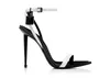 Luxury brands designer woman sandal high heels Fords-sandal black Nude Shiny Leather Padlock Pointy toe Naked Sandal 105mm ankle strap with box 35-43