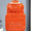 Men's Vests #3653 Spring Autumn Surface Shiny Waistcoat Candy Green Orange Black Hooded Vest For Sleeveless Jacket Zipper Plus Size 221008