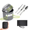 Camping Cooking redskap Utomhus Aluminium Tabellerna 1-2 Personer Set Portable Kettle Pans Panns Handing Picnic Travel Equipment