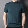 Camisetas masculinas Spring Sweater Pure Sweater Meio Turtleneck Manga curta T-shirt masculina Tops finos de malha esbeltos