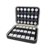 Small Loose Diamond Gemstone Display Box Round Jewelry Show Boxes Case Container Holder with Clear Top Lids Sponge White and Black with pu zipper bag