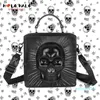 Evening Bags Dark Gothic Skull Box Shape Women Handbag And Purse Punk Female Shoulder Bag Black Lolita Cosplay PU Leather Designer