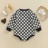 Rompers Cute Baby Clothes Spring Autumn New Fashion Baby Toddler Girls Boys Clothes Plaid Flower Print Long Sleeve Romper Jumpsuit J220922