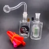 Vente en gros Mini 10mm femelle Marque Square Glass eau plate-forme pétrolière bong pipe avec bol et paille de silicone colorée