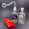 Venta al por mayor Mini 10 mm hembra Marca Square Glass agua plataforma petrolera bong pipa con tazón y pajita de silicona de colores