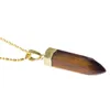 Pendant Necklaces SUNYIK Natural Tiger Eye Stone Hexagonal Point Shape DIY Pendulum Reiki Jewelry For Making Charm