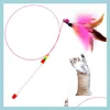 Cat Toys Funny Cat Toy Elastic Drut STIRE Interactive Training Colorf Krzyki Bells Feathers Drop dostawa 2021 Dom Garden Pet Supplies Dhhfk