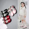 Flat Shoes Black Childrens Leather for School Kids Performance Dress Girls Princess Chaussure Fille Pink Red White 3-12T