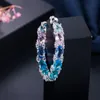 Hoop Huggie Cwwzircons Big Circle Round Multi Color Blue Cubic Zirconia Crystal Women Earrings Luxury Cz Jewelry Gift CZ580 2210081237596