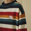 Mens Sweaters Harajuku Streetwear Daisy Rainbow Striped Vintage Knitted Sweater Autumn Winter Loose Thicken Warm Hip Hop Pullover Sweater Men 221008