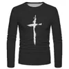 Męskie koszule T Casual Cross Cross Print Pullogroundround Szyja