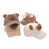 Bear Winter Baseball Caps for Kids Girls Boys Lamb Wool Baby Hat Adjustable Kids Cap Infant Accessories Toddler Hats 1-3Y