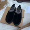 2022 chaud classique femme botte de neige concepteur en cuir véritable bottes de fourrure paresseux fond épais plates-formes d'hiver chaussures Slip-on chaud chaussons châtaigne