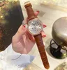 Reloj de lujo para mujer con forma de estrella en forma de corazón Reloj de correa de cuero genuino Reloj de cuarzo Movimiento importado Clásico Diamantes a prueba de agua Regalos Relojes de pulsera Montre de Luxe