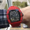 Watch Designer Luksusowe mechaniki męskie Richa Milles zegarek Wristwatch Włókno Red Red Men's Multifunkcyjna automatyczna mechaniczna osobowość mechaniczna Duża d y53K cutb Dro7