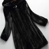 Women's Fur Faux Lautaro Winter Luxury Long Black Mink Coat Women with Hood Sleeve Elegant Thick Warm Fluffy ry Jacket 6xl 7xl 221008