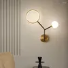 Lámpara de pared redonda nórdica de cobre para dormitorio, mesita de noche, pasillo, sala de estar, rama de árbol, aplique de escalera para apartamento