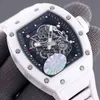 2022 Richa Milles Mens Automatic Mechanical Watch White Ceramic Hollow Technology Luminous Tape Waterproof Fashion SB4O V38N R7PZ