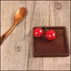 Andra heminredning Tea kaffekopp PlayMats Decor Walnut Wood Coasters Hållbara värmebeständiga fyrkantiga drycker 1 PCS Bowl Dro Dhtx9