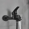 Badrum duschhuvuden svart eller krom kran abs plast handhållen mässing mixer kall badkar kran vägg monterad 221007