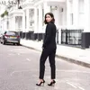 Женские штаны с двумя частями Custom 2022 Black 2 Set Women Business Comse Blazer Formal Bant Suits для свадьбы смокинг