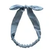 Headbands Summer Women Cute Rabbit Ears Headband Denim Cloth Star Striped Bowknot Hair Band Elastic Turban Girls Hairband Hair Accessories T221007