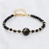 Natuurlijke stenen armbanden voor vrouwen meisjes verstelbare gouden draad gewikkeld 10 mm ronde edelsteen kralen Reiki genezende kristal stretch enkelarmband