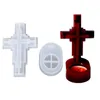 Candle Holders Resin Cross Holder Mold For DIY Aroma Plaster Candlestick Mould Concrete Cement Craft Making Molds Xmas Gift Home Decor