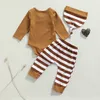 Set di abbigliamento Citgeett Autunno Giorno del Ringraziamento Infantile Neonate Ragazzi Completi Manica lunga Lettera Stampa Pagliaccetto Pantaloni a righe Turchia Cappello Set 221007