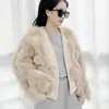 Womens Fur Faux Winter Grass Jacket Knitted Cardigan Big Cotton Candy Fashion Vneck elastic 221007