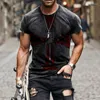 Camisetas masculinas de estilo retro 3D Impresso para homens casuais de streetwear lúpulo tendência de hip hop superdemas tampas de pescoço curto de pescoço curto