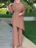 Vêtements ethniques ZANZEA Femmes Costume Musulman Ourlet Irrégulier O Cou Chemisier Jambe Large Pantalon Mode Casual Élégant Vacances Vintage Abaya Kaftan Outwear 221007