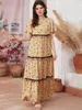 Casual Dresses 2022 Women Dress Summer Fashion Short Sleeve Polka Dot Color Fringed Muslim Islamic Clothing 3XL