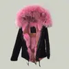 Moda de peles feminina Personalizada Wolf Wolf Pink forro de guaxinim de colarinho de racho