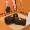 Yüksek kaliteli eski çiçek Üç parçalı set Omuz çantası M44823 Bayan çantaları Crossbody Çanta Messenger Çanta Çantalar Çiçekler Tasarımcılar PU Deri Çanta Kahverengi çiçek