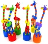 Giocattoli per bambini in legno Push Up Jiggle Puppet Giraffe Finger Toys Decorativo animale assortito