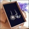 Dangle Chandelier Bohemia Sun and Moon Coldings Sier Kolor Crystal Dangle Kobiety Kobieta Boho Fashion Biżuter