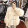 Women's Fur 2022 Autumn Winter Luxury Real Knitted Shawl Wraps Cape Poncho Ladies Elegant Natural Coats