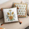 Poduszka vintage frędzle pomarańczowa mandala kwiatowy aksamit home dekoracyjny 45x45 salon sofa krzesło łóżka