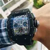 Проектирование часовых дизайнеров роскошной мужской механики Рича Миллес Защищенные часы углеродные волокон